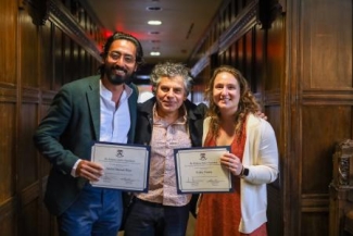 Abdul Manan Bhat And Kaley Zinaty Celebrate Their Receipt Of The Ibn Sina Prize With professor Jamal Elias